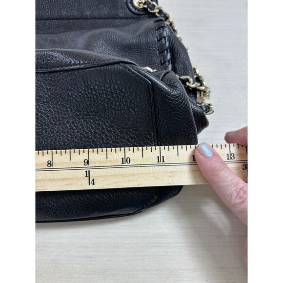 Tory Burch Marion Black Pebbled Leather 2-Way Whipstich Chain Strap Shoulder Bag - Picture 12 of 16